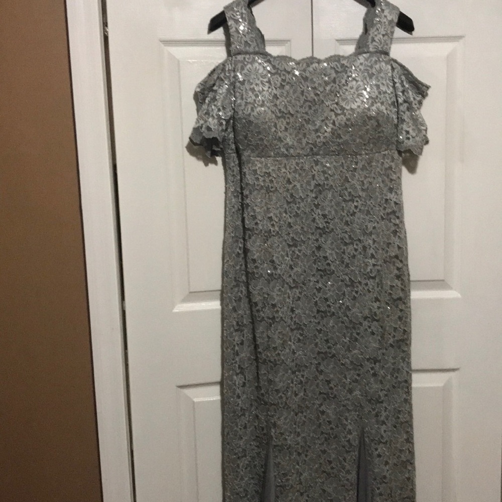 Grey lace long dress